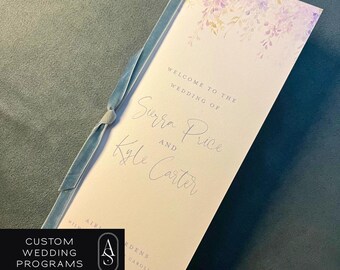 Custom Floral Wedding Fan Program: Elegant Ceremony Keepsake