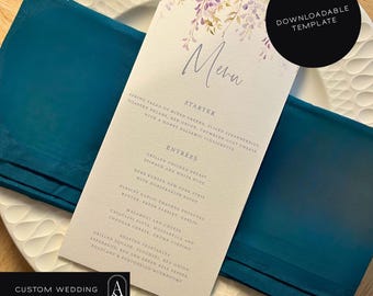 Floral Wedding Menu Template | Printable, Editable (Digital Download)