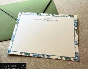 Floral Notecard Set: Personalized Hydrangea Stationery with Envelopes