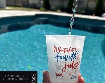 Personalisierte 4. Juli Plastikpartybecher: Rot, Weiß, Blau Trinkgefäß