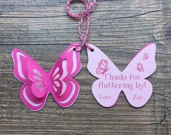 Butterfly Thank You Tags - Butterfly Favor Tags - Butterfly Birthday - Light Pink/Hot Pink - Butterfly Party Favors - Favor Tags, Gift Tags