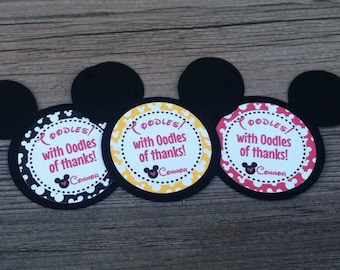 Mickey Mouse Favor Tags, Thank You Tags, Gift Tags - Personalized  - baby shower, birthday - set of 12