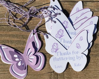 Butterfly Favor Tags - Butterfly Birthday - Butterfly Party Favors - Garden Party Tags - Gift Tags, Favor Tags, Thank You Tags - set of 8