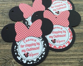 Minnie Birthday Party Tags - Minnie Favor Tags - Red/Black Minnie Party - Gift Tags, Favor Tags, Thank You Tags - Minnie Mouse Party Favors