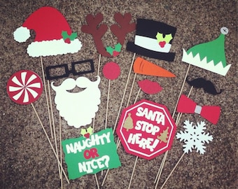 Christmas Photo Props- set of 15 - Photo Booth Props, Christmas Photobooth, Holiday Party, Christmas Party,Holiday Photo Booth,Holiday Cards