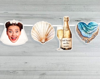 Last Toast Photo Face Banner - Bachelorette Party - Bride Face Garland - Last Toast On The Coast - Beach Bachelorette -Coastal Bridal Shower