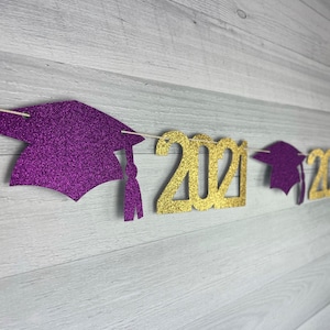 2025 Graduation Garland - 2025 Grad Cap Banner - Graduation Party Garland - Glitter Garland - 2025 Grad - CHOOSE COLORS - Graduation Decor