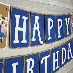 Blue Truck Birthday Banner - Farm Truck Birthday - Farm Animal Banner - Rustic Truck & Animals Birthday - Truck Birthday Decor -Personalized