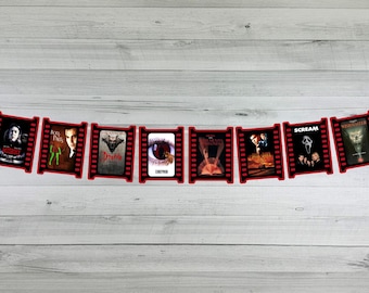 90s Horror Movie Banner • Scream Misery Night of the Living Dead • Scary Movie Party Decor • Retro Horror Garland • Halloween Decoration