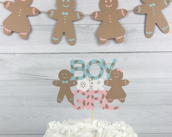GINGERBREAD Gender Reveal Cake Topper - Boy or Girl Cake Topper - Christmas Gender Reveal - Gingerbread Baby Shower - Winter Cake Topper