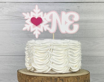 Snowflake ONE Cake Topper - Snowflake Birthday - Age Cake Topper - One/Two - Winter Wonderland Party - Snowflake Age Topper - Choose Colors