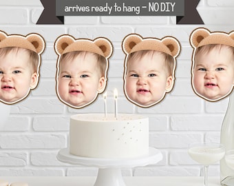 Bear BANNER - Beary First Birthday - Bearly One Party - Custom Photo Face Banner - Teddy Bear Garland - Cute Bear Decorations - 1st Birthday