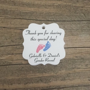 Gender Reveal Favor Tags - Gender Reveal Party - Baby Shower - Baby Feet Favor Tags, Gift Tags, Thank You Tags - Gender Reveal Baby Shower