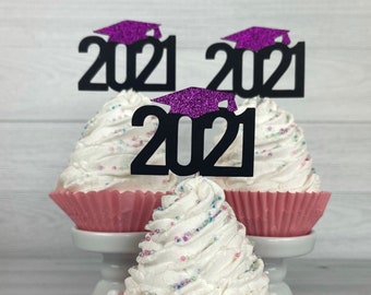 2023 Grad Cupcake Toppers - 2023 Graduation - Graduation Cupcake Toppers - Grad Party Decor - 2023 Grad Cap Toppers - CHOOSE COLORS - 12 qty