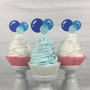 Bubbles Cupcake Toppers Bubble Birthday Boy Bubble Party Ocean Bubbles Bubble Toppers Bubble Party Decor Choose Your Colors image 1