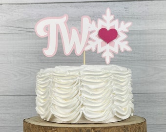 Snowflake TWO Cake Topper - Snowflake Birthday - Age Cake Topper - One/Two - Winter Wonderland Party - Snowflake Age Topper - Choose Colors