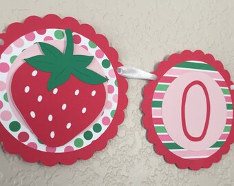 Strawberry Highchair Banner - Age Banner - ONE or TWO Banner - Strawberry Shortcake Party - Strawberry Birthday - 1st Birthday - Fruit Party