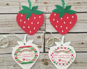 Strawberry Favor Tags - Strawberry Birthday Tags - Strawberry Party - Vintage Strawberry Birthday - Gift Tags, Party Tags, Thank You