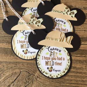 Minnie Mouse Safari Favor Tags, Thank You Tags, Gift Tags - Personalized  - Minnie Safari Birthday - Jungle Birthday - Safari Birthday Tags