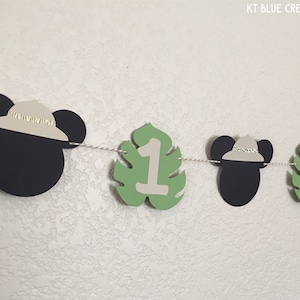 Mickey Mouse SAFARI Garland - Mickey Birthday - Mickey Safari Birthday, Jungle Birthday - Personalized with Age - Birthday garland banner