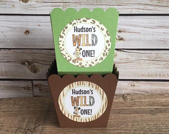 Mickey SAFARI candy cups - 2.25" W x 3" H - Treat boxes, SMALL favor boxes, candy cups - Personalized with Name & Age - Set of 12 boxes