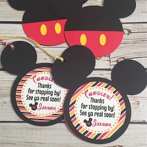 Mickey Birthday Favor Tags - Thank You Tags, Gift Tags - Personalized Tags - TWO-dles tags - Mickey Party - Mickey Birthday Tags - Set of 12