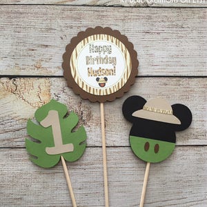 Mickey Safari Centerpieces - Set of 3 - DOUBLE-SIDED - Safari Birthday - Jungle Birthday - Mickey Birthday - Safari Centerpieces - Set of 3