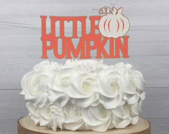 LITTLE PUMPKIN Cake Topper - Orange/Brown/White Glitter - Pumpkin 1st Birthday - Pumpkin Cake Topper - 1st Birthday -Little Pumpkin Birthday