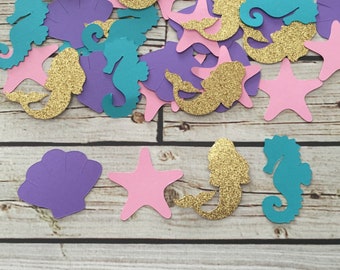 Mermaid Confetti - 1.5 Inches - Mermaid Birthday - Mermaid Party - Under The Sea - Ocean Die Cuts - Mermaid - Starfish - Seashell - Seahorse