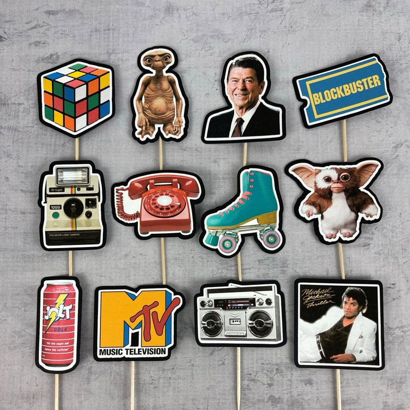 S Topper Retro 80s Cupcake Toppers - Etsy