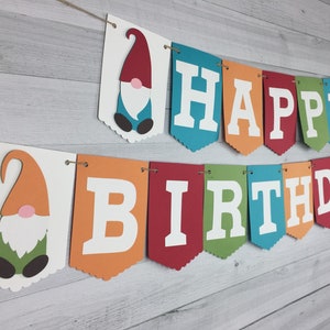 Gnome Birthday Banner - Cute Gnomes - Gnome Birthday Party - Garden Gnome Banner - Gnome Party Decor -Gnome 1st Birthday - Gnome Name Banner