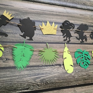 Where The Wild Things Are Garland - Wild One Birthday - Wild Things Party - Jungle Garland - Jungle Leaf Banner - Safari Birthday Decor