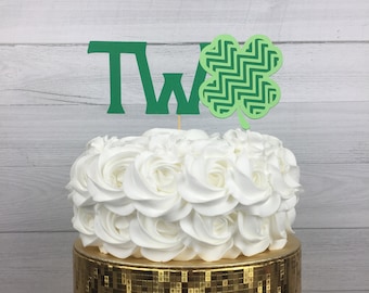 Clover AGE Cake Topper - Shamrock Cake Topper - Lucky One Birthday - Two Lucky Decor - Birthday Cake Topper - St Patrick's Day Birthday