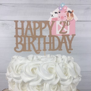 Barn Birthday Cake Topper - Farm Animals Cake Topper - Barn Birthday - Farm Birthday - Cute Farm Animals - Birthday Cake Topper with Age