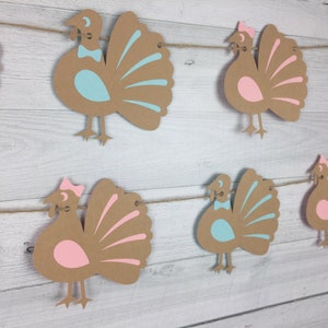 Turkey Gender Reveal Garland - Thanksgiving Baby Shower - Little Turkey Banner -Boy Or Girl Banner -Gender Reveal Baby Shower -Turkey Shower image 1