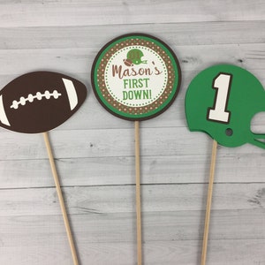 Football Birthday Centerpieces - First Down Birthday - DOUBLE-SIDED - Football Birthday - Birthday Centerpieces - Football Decor - Set of 3