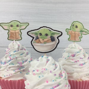 Baby Alien Child Cupcake Toppers - Alien Birthday - The Child Birthday- Cupcake Toppers - Cupcake Picks -Baby Alien Party -The Child Toppers