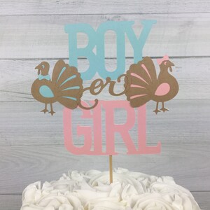 TURKEY Gender Reveal Cake Topper - Gender Reveal Cake Topper - Little Turkey Baby Shower - Boy or Girl Cake Topper - Gender Reveal Shower bild 1