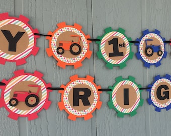 Tractor Birthday Banner - Personalized with Name & Age - Colorful, Rustic Tractor Birthday - Farm Birthday - Tractor Party
