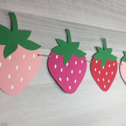 Strawberry Garland Strawberry Birthday Berry Banner Etsy