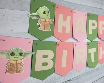 Girl Baby Alien Child Banner - Space Baby Birthday Banner - Alien Party -Space Wars Birthday- Personalized Banner -The Child Birthday Decor