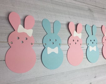 Bunny Gender Reveal Garland - Boy or Girl Shower - Gender Reveal Baby Shower - Baby Shower Garland - Spring Gender Reveal Shower - Easter