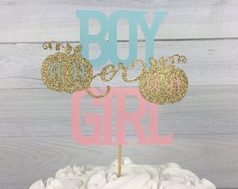 PUMPKIN Gender Reveal Cake Topper - Gender Reveal Cake Topper - Little Pumpkin Baby Shower - Boy or Girl Cake Topper - Gender Reveal Shower