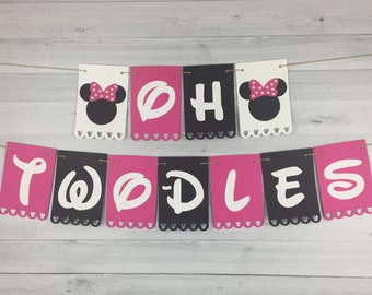 Oh TWO-dles Minnie Banner - Twodles Minnie Birthday - Oh Twodles Party - Minnie Birthday Banner - Minnie 2nd Birthday - Minnie Mouse Party