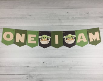 Baby Alien Child Age Banner - One I Am - Two I Am - Choose AGE - The Child Birthday - Highchair banner - The Child Age Banner - Space Wars