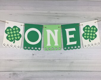 CLOVER Highchair Banner - Shamrock Highchair Banner - One Banner - Two Banner - Lucky One - Two Lucky - Age Banner - St. Patrick's Birthday