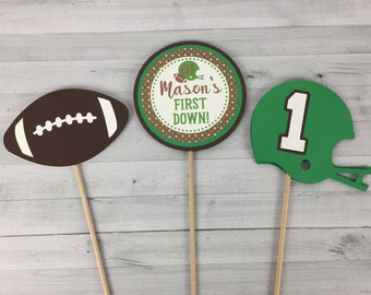 Football Birthday Centerpieces - First Down Birthday - DOUBLE-SIDED - Football Birthday - Birthday Centerpieces - Football Decor - Set of 3