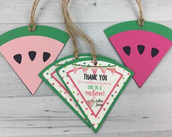 WATERMELON Favor Tags - One In A Melon Birthday - Watermelon Party - Watermelon Birthday - 1st Birthday Tags - Gift Tags, Thank You Tags