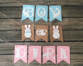 Bunny Gender Reveal Banner - Gender Reveal Baby Shower - Bunny Baby Shower - Boy Or Girl Banner - Spring Baby Shower - He or She Party