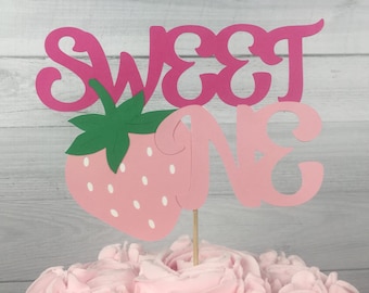 SWEET ONE Cake Topper - Strawberry Cake Topper - Strawberry Birthday - Berry Sweet Party - Sweet One - Two Sweet - Strawberry Party Decor